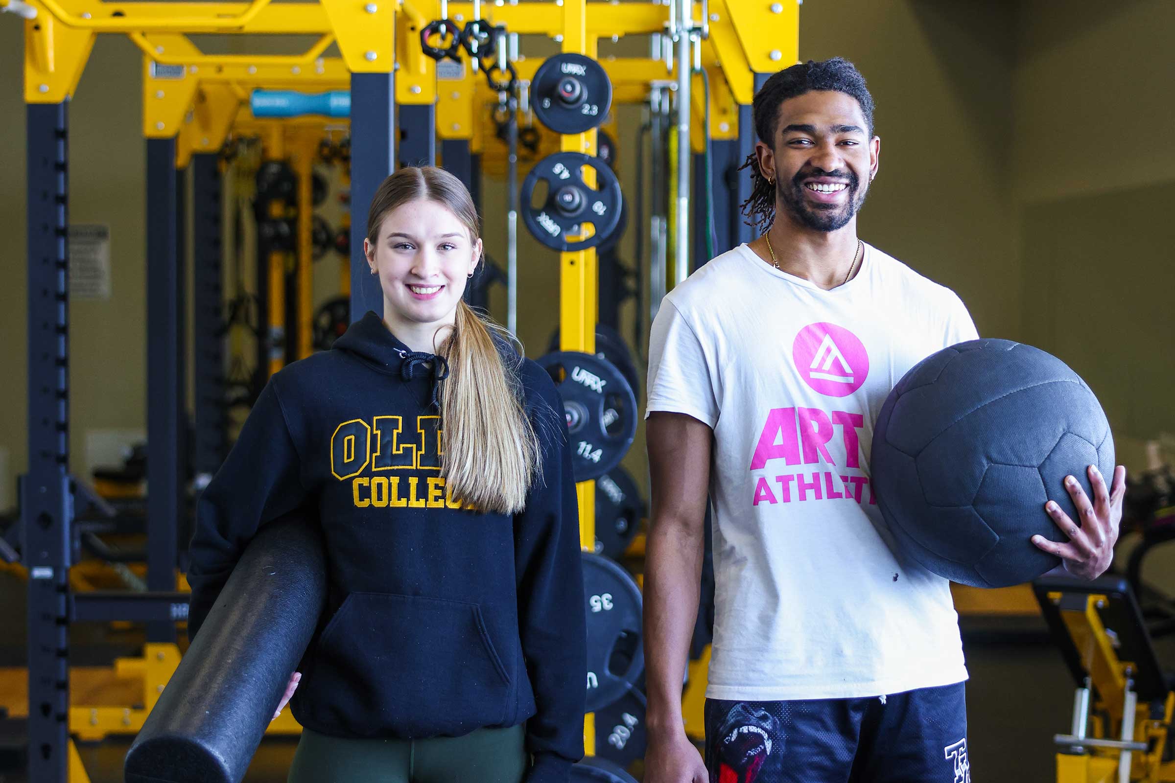 two students in the fitness center