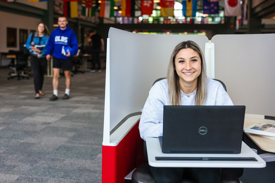 female student on laptop